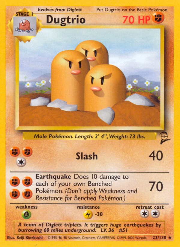 Dugtrio Pokemon card (23/130, Base Set 2)