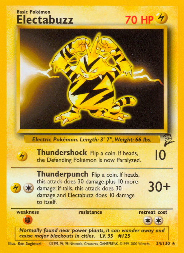 Electabuzz Pokemon card (24/130, Base Set 2)