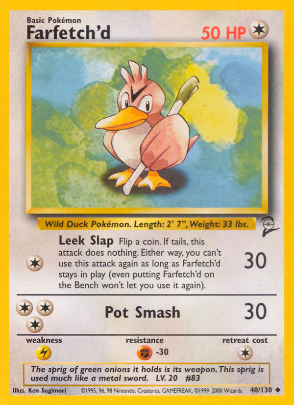 Farfetch'd Pokemon card (40/130, Base Set 2)