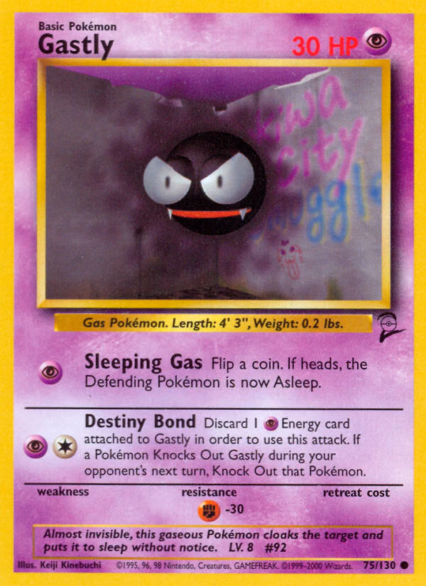 Gastly Pokemon card (75/130, Base Set 2)