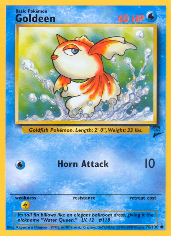 Goldeen Pokemon card (76/130, Base Set 2)