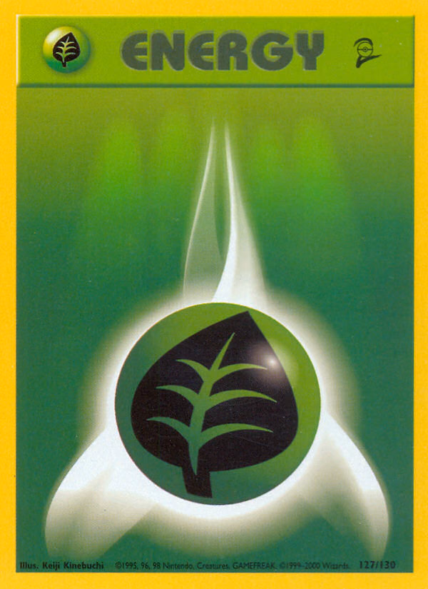 Grass Energy Pokemon card (127/130, Base Set 2)