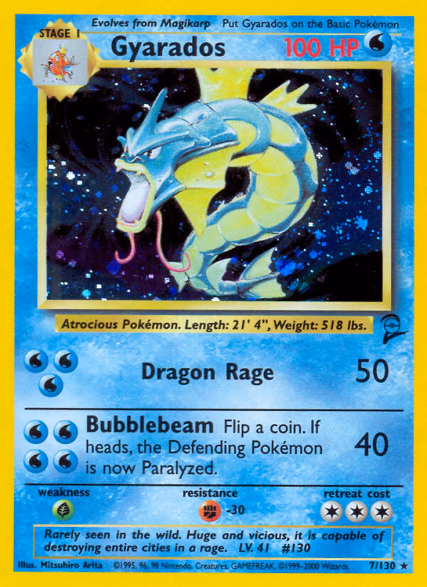 Gyarados Pokemon card (7/130, Base Set 2)