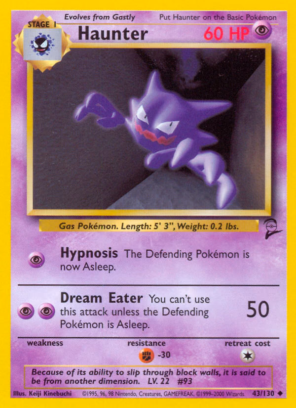Haunter Pokemon card (43/130, Base Set 2)