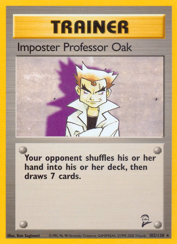 Imposter Professor Oak Pokemon card (102/130, Base Set 2)