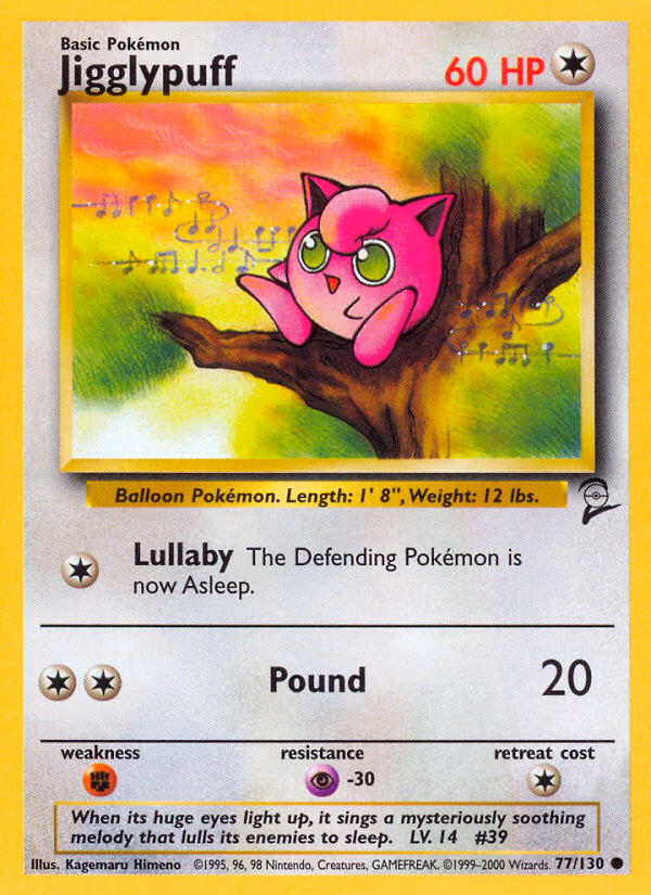 Jigglypuff Pokemon card (77/130, Base Set 2)