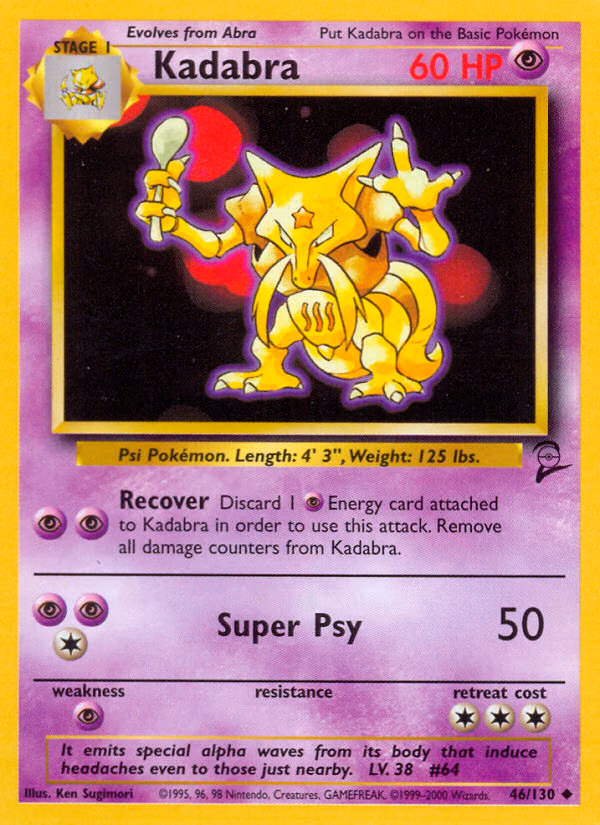 Kadabra Pokemon card (46/130, Base Set 2)