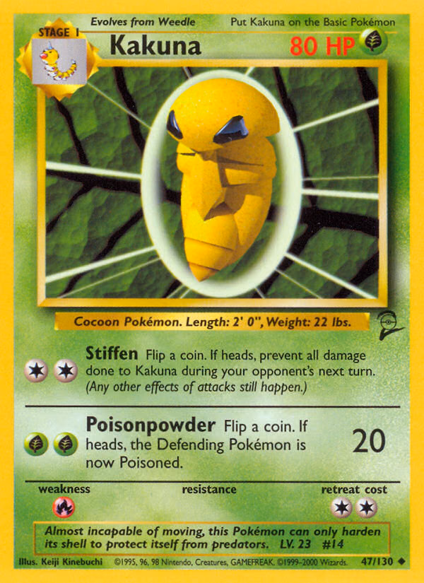 Kakuna Pokemon card (47/130, Base Set 2)