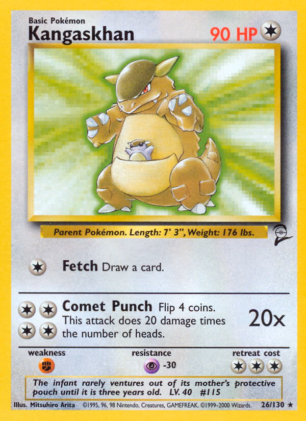Kangaskhan Pokemon card (26/130, Base Set 2)