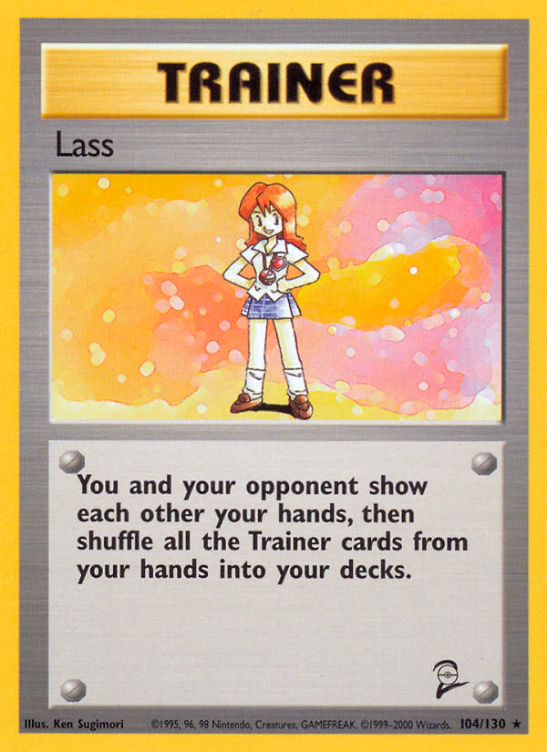Lass Pokemon card (104/130, Base Set 2)