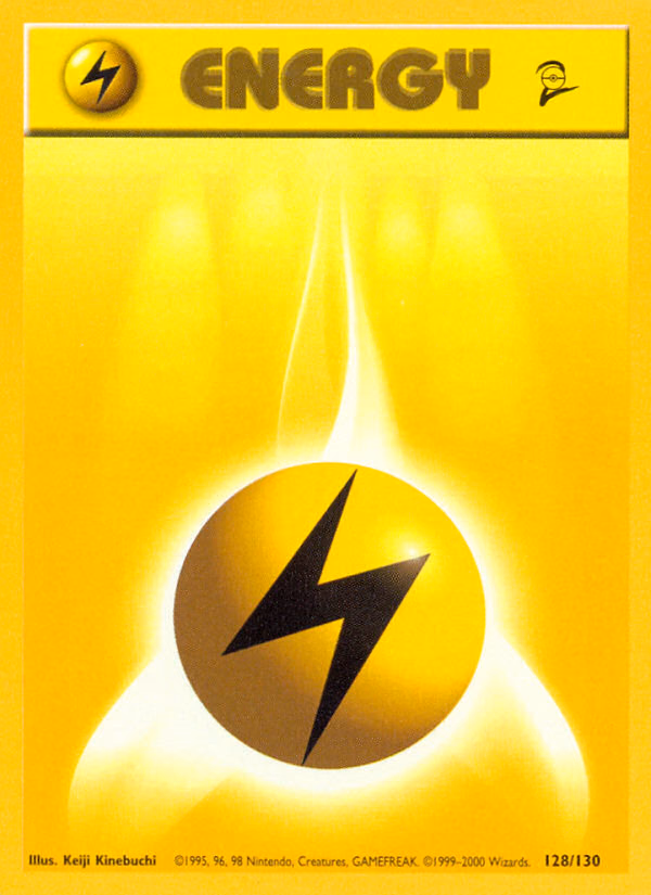 Lightning Energy Pokemon card (128/130, Base Set 2)