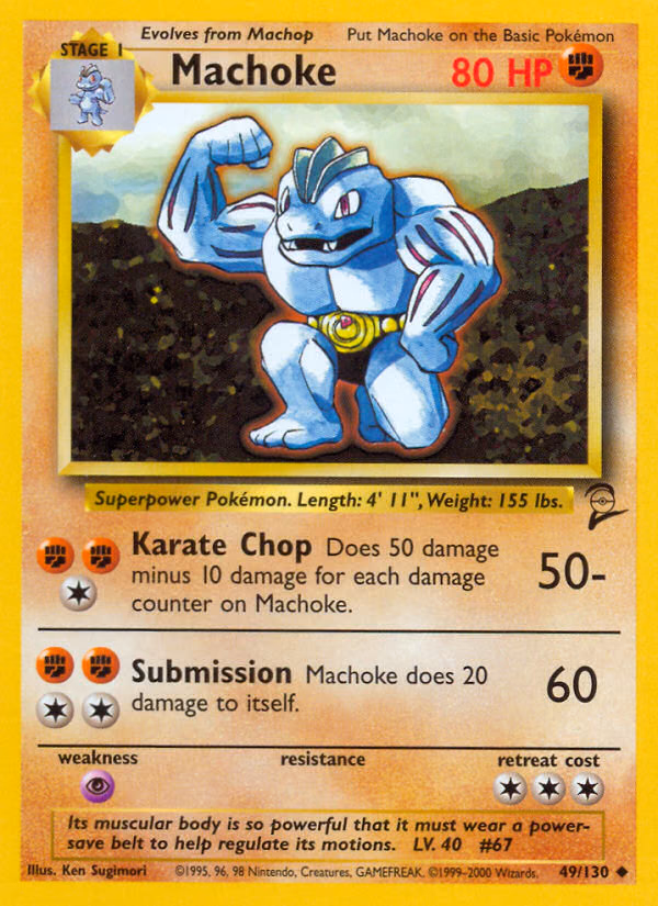 Machoke Pokemon card (49/130, Base Set 2)