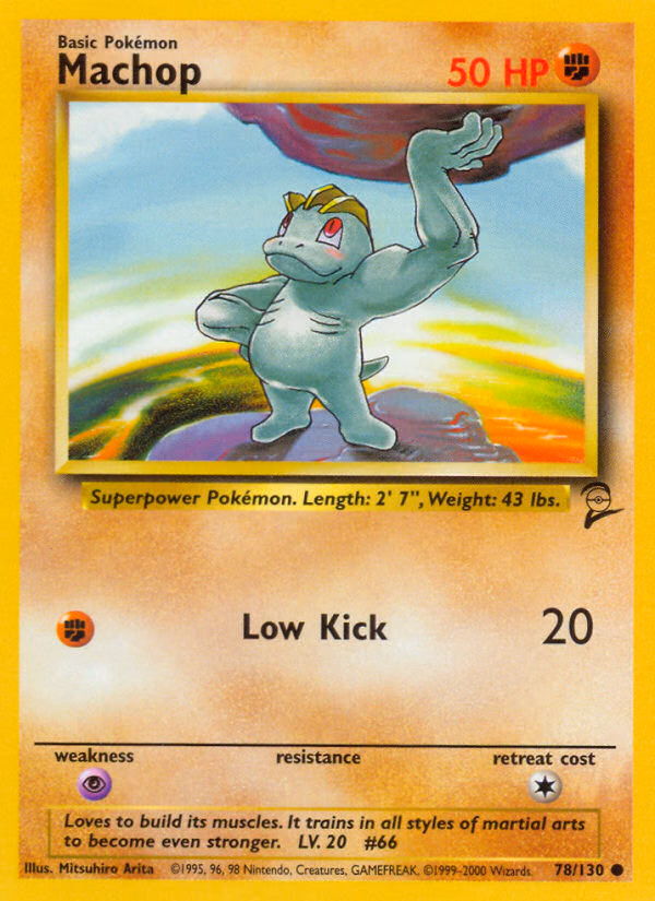 Machop Pokemon card (78/130, Base Set 2)