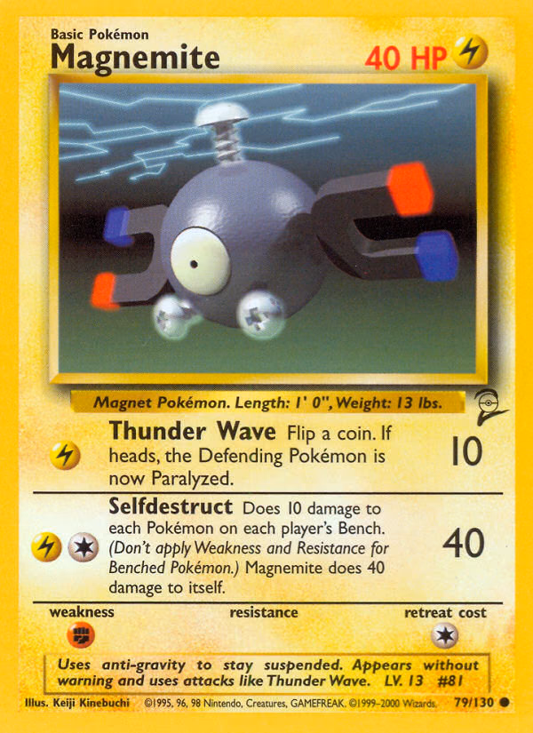Magnemite Pokemon card (79/130, Base Set 2)