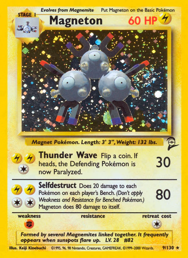 Magneton Pokemon card (9/130, Base Set 2)