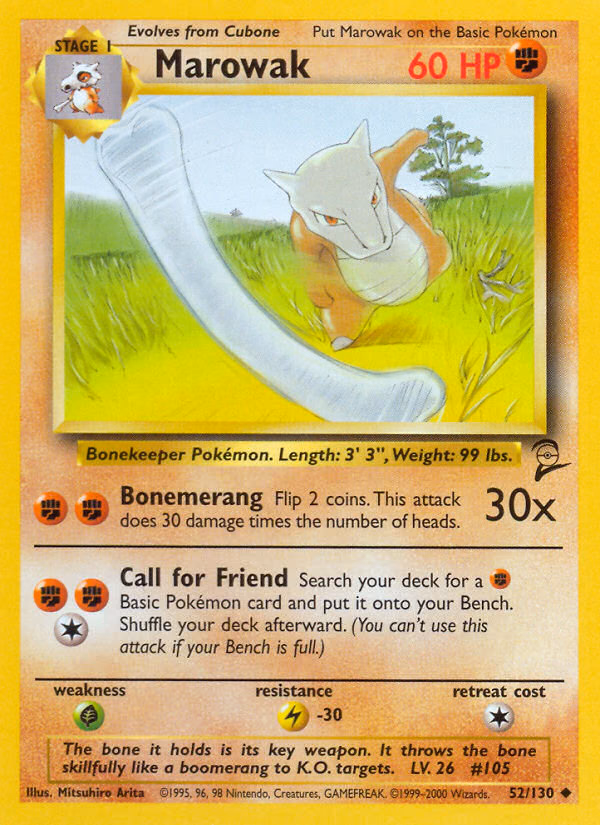 Marowak Pokemon card (52/130, Base Set 2)