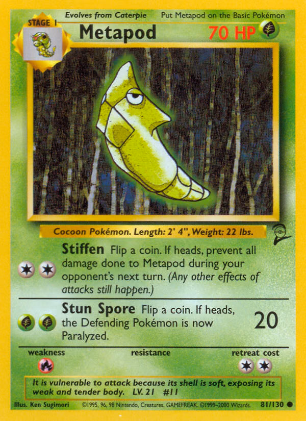 Metapod Pokemon card (81/130, Base Set 2)
