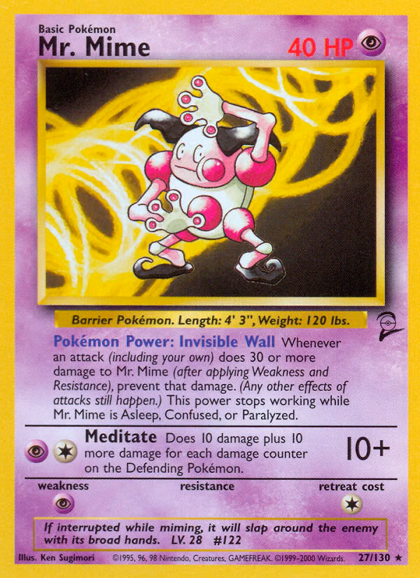 Mr. Mime Pokemon card (27/130, Base Set 2)
