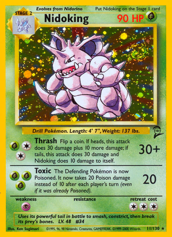 Nidoking Pokemon card (11/130, Base Set 2)