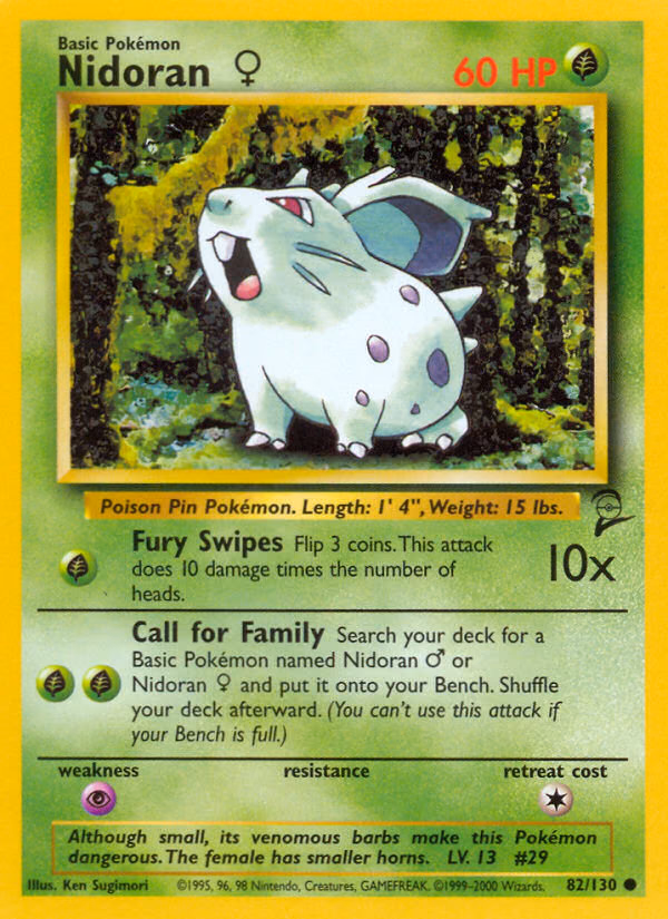 Nidoran ♀ Pokemon card (82/130, Base Set 2)