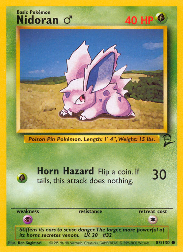 Nidoran ♂ Pokemon card (83/130, Base Set 2)