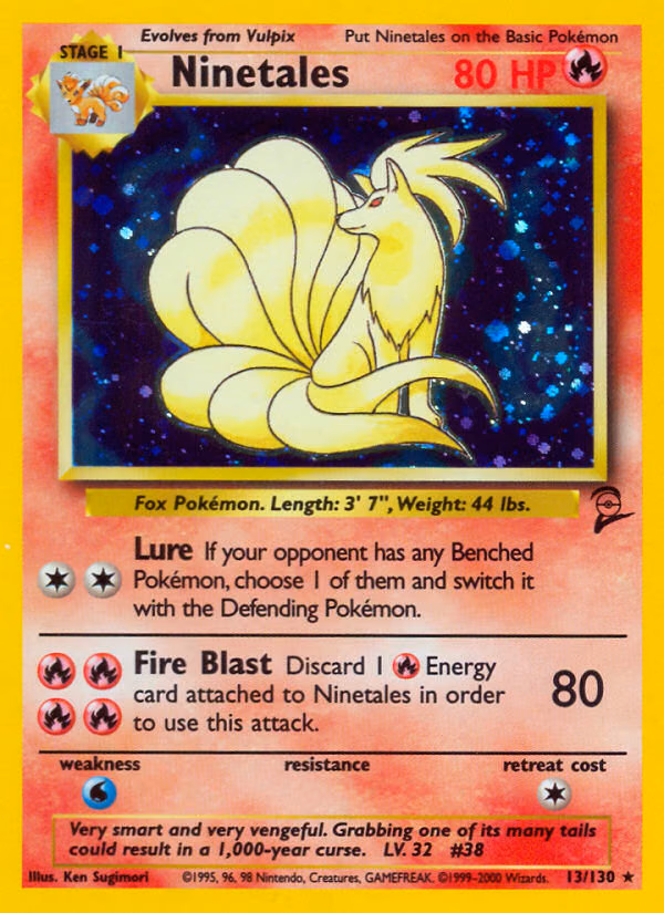 Ninetales Pokemon card (13/130, Base Set 2)