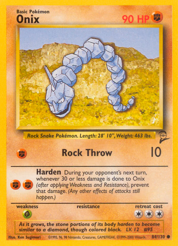 Onix Pokemon card (84/130, Base Set 2)