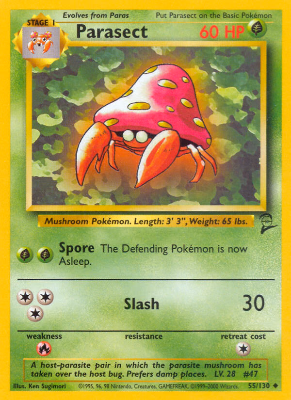 Parasect Pokemon card (55/130, Base Set 2)
