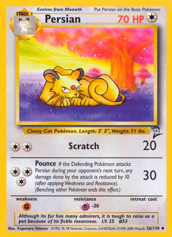 Persian Pokemon card (56/130, Base Set 2)