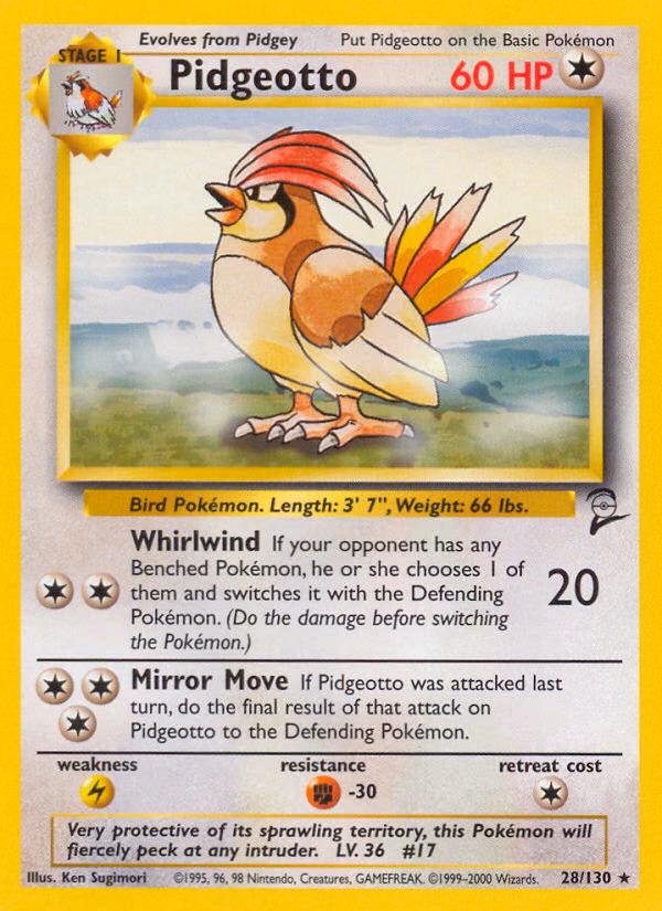 Pidgeotto Pokemon card (28/130, Base Set 2)