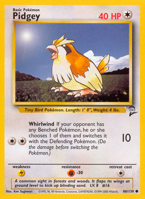 Pidgey Pokemon card (86/130, Base Set 2)