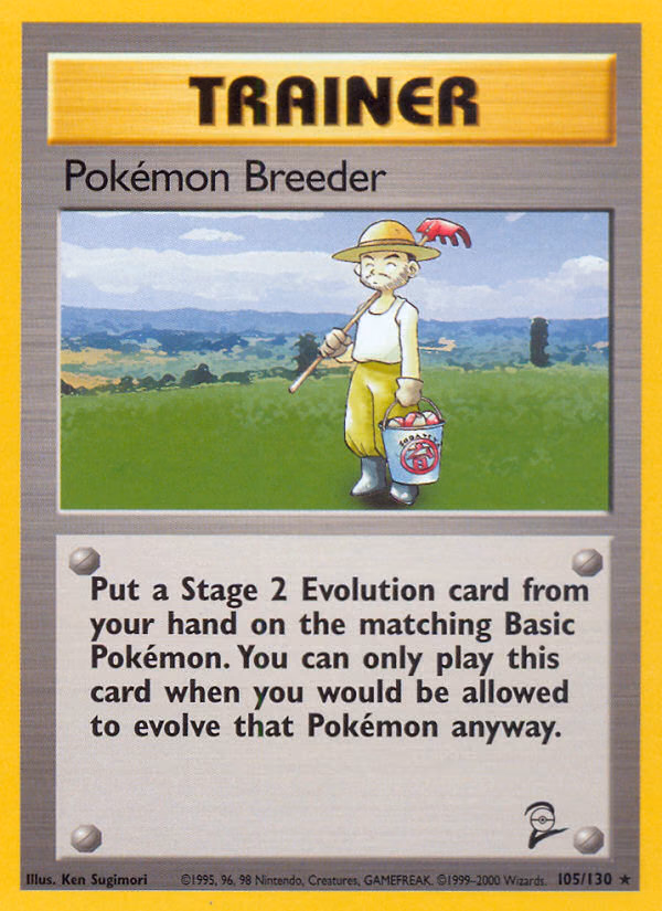 Pokémon Breeder Pokemon card (105/130, Base Set 2)