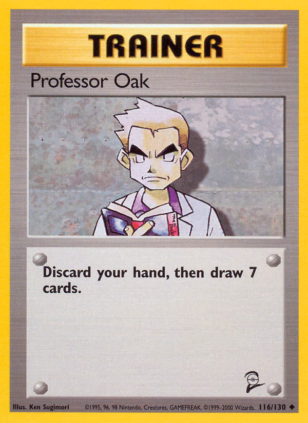 Professor Oak Pokemon card (116/130, Base Set 2)