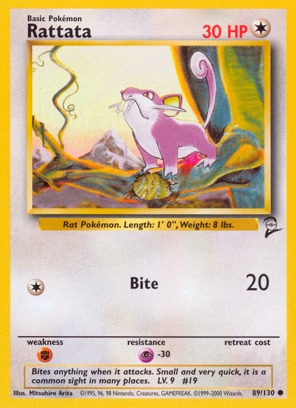 Rattata Pokemon card (89/130, Base Set 2)