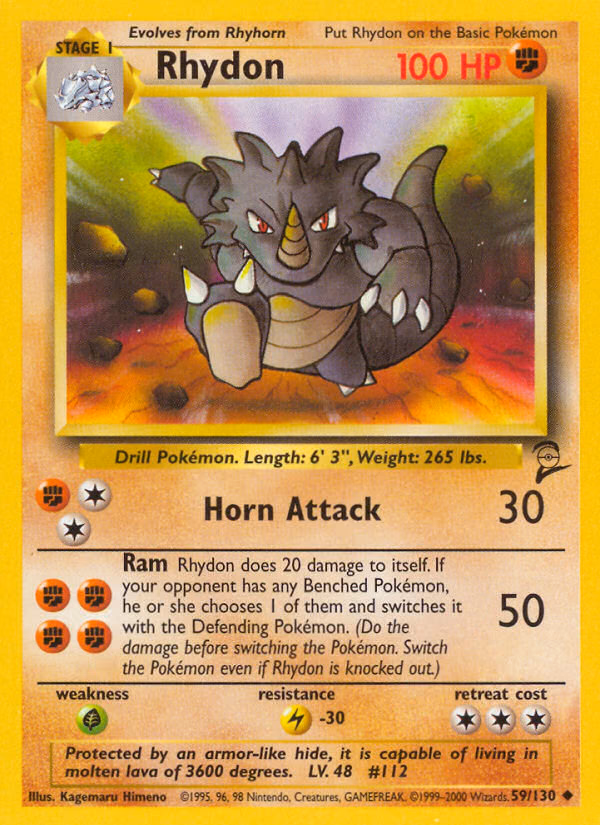 Rhydon Pokemon card (59/130, Base Set 2)