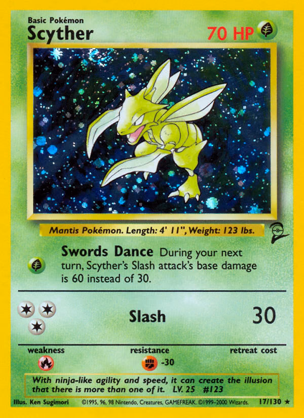 Scyther Pokemon card (17/130, Base Set 2)