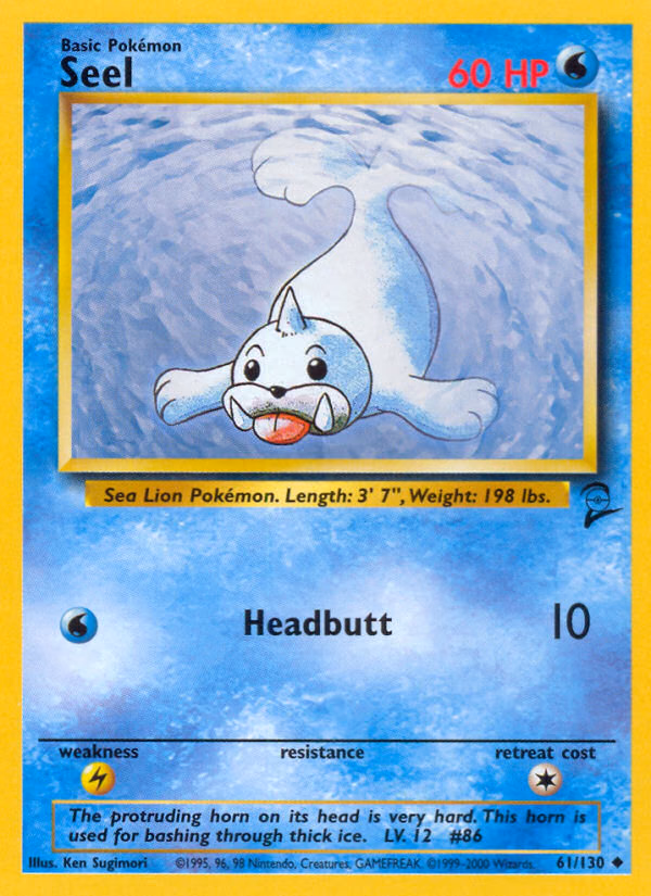 Seel Pokemon card (61/130, Base Set 2)