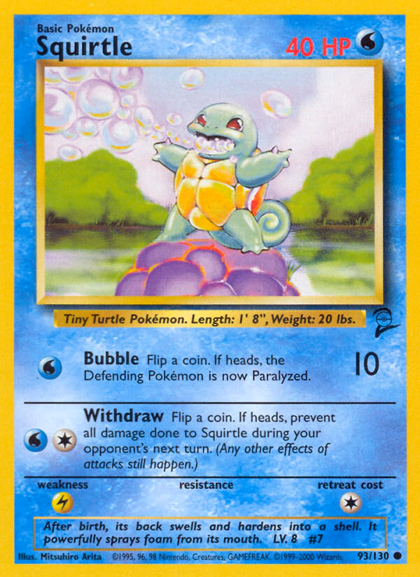 Squirtle Pokemon card (93/130, Base Set 2)