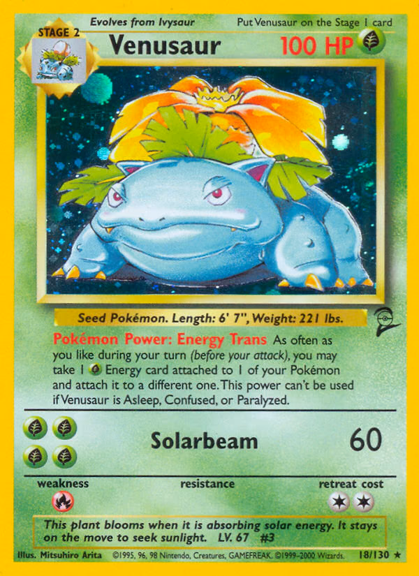 Venusaur Pokemon card (18/130, Base Set 2)