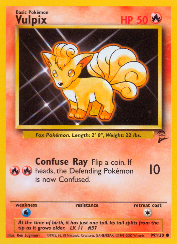 Vulpix Pokemon card (99/130, Base Set 2)