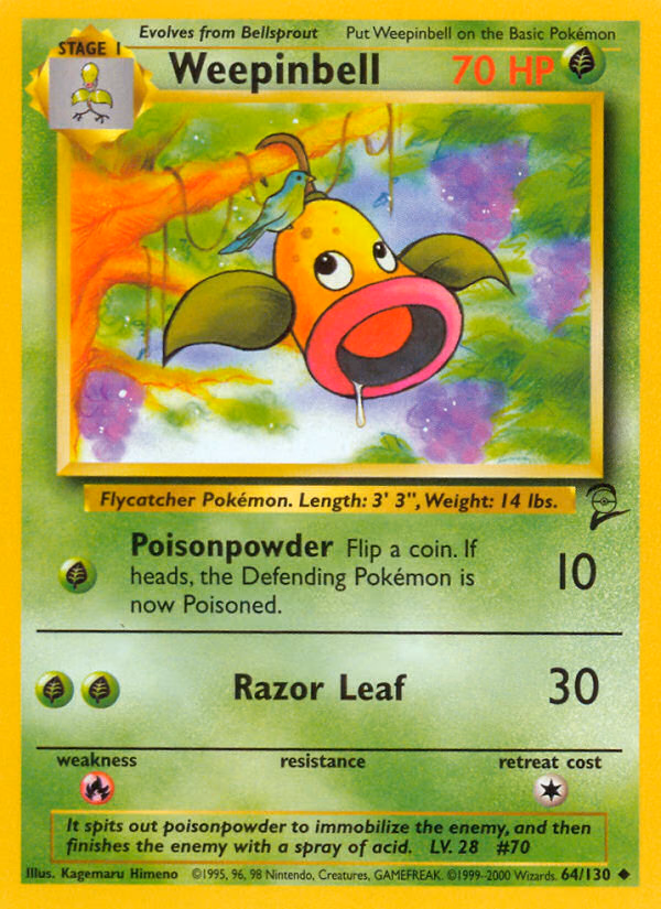 Weepinbell Pokemon card (64/130, Base Set 2)