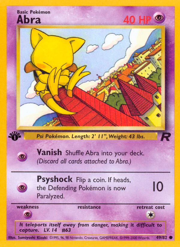 Abra (1st Edition) Pokemon card (49/82, Team Rocket)