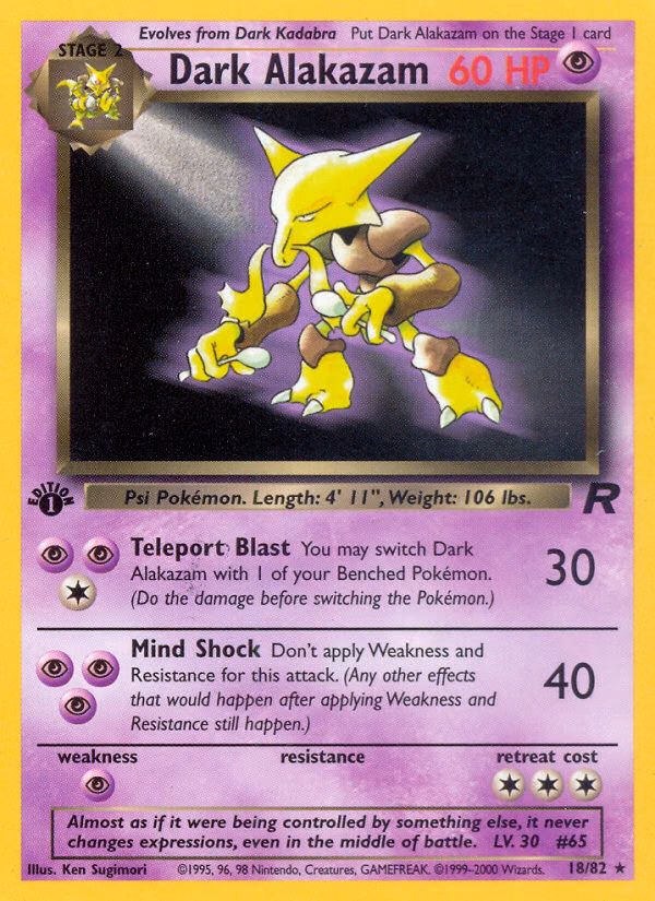 Dark Alakazam (Unlimited) Pokemon card (18/82, Team Rocket)