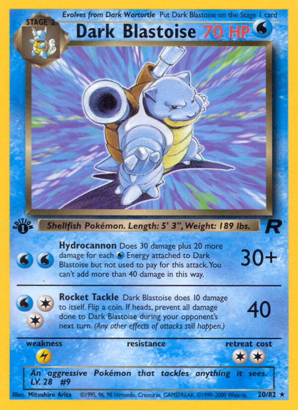 Dark Blastoise (Unlimited) Pokemon card (20/82, Team Rocket)