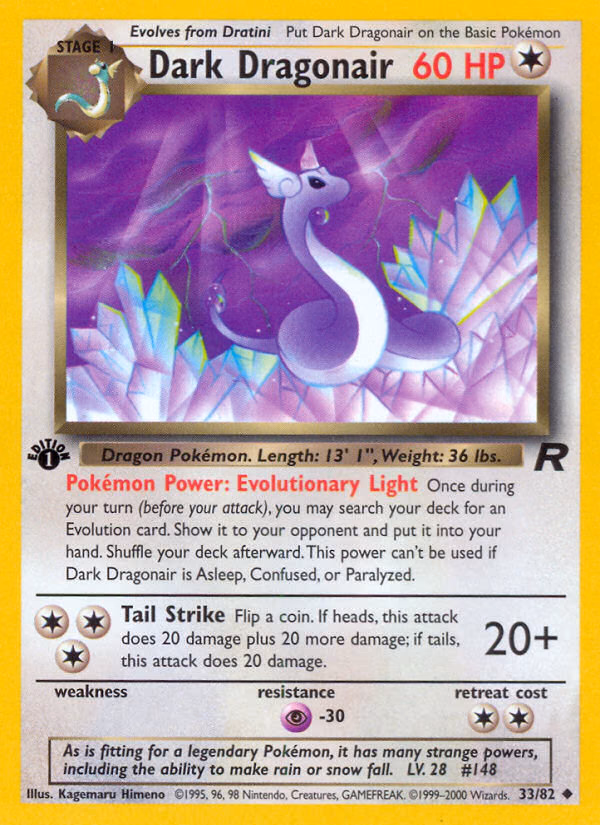 Dark Dragonair (1st Edition) Pokemon card (33/82, Team Rocket)