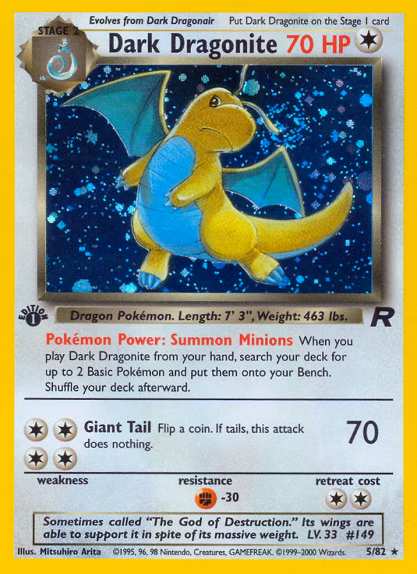 Dark Dragonite (Unlimited) Pokemon card (5/82, Team Rocket)