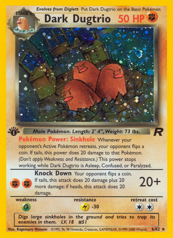 Dark Dugtrio (Unlimited) Pokemon card (6/82, Team Rocket)