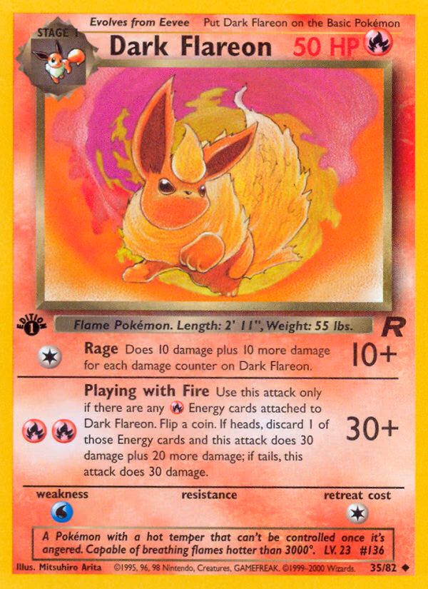 Dark Flareon (1st Edition) Pokemon card (35/82, Team Rocket)