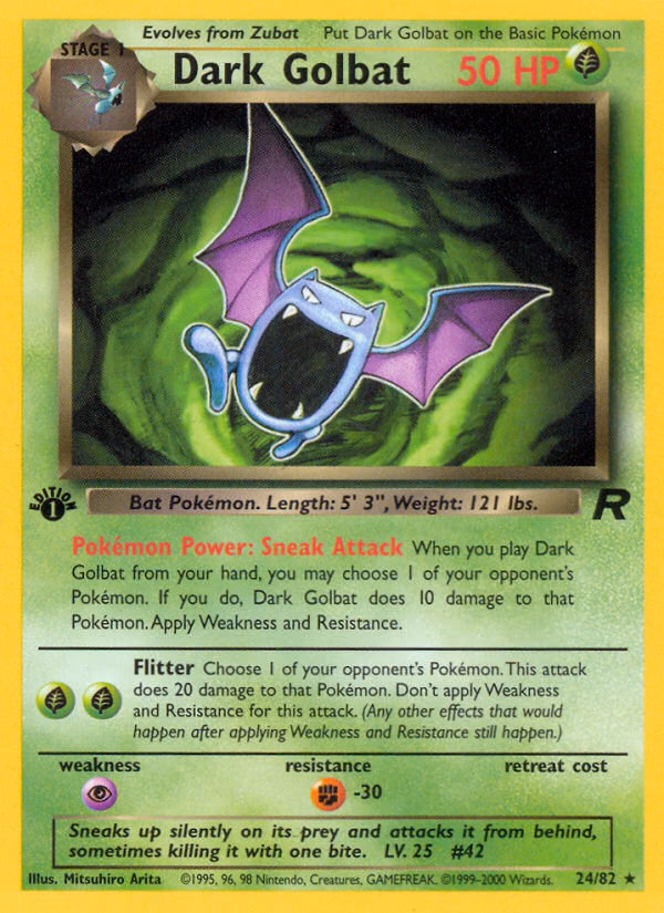 Dark Golbat (1st Edition) Pokemon card (24/82, Team Rocket)