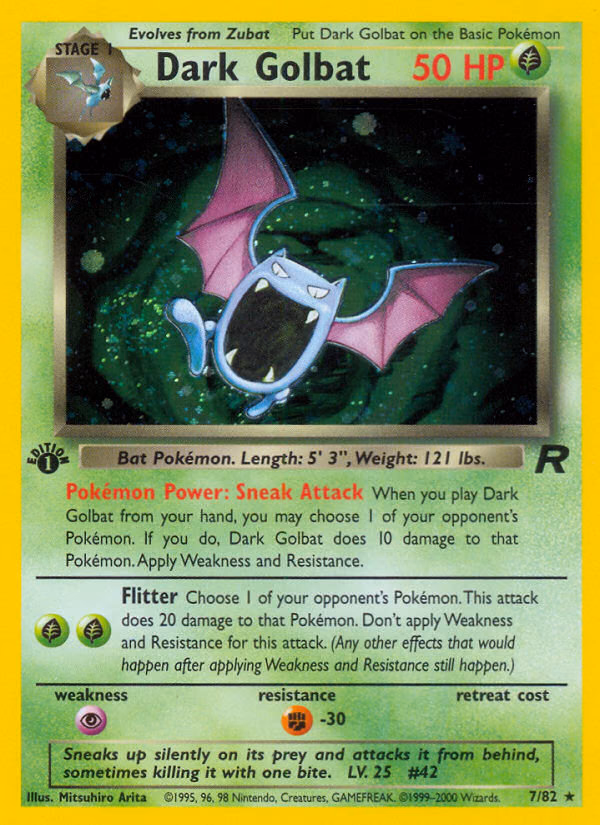 Dark Golbat (Unlimited) Pokemon card (7/82, Team Rocket)